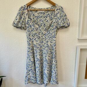 Floral Mini Dress Size Small Floret Studios Fit and Flare Blue Green